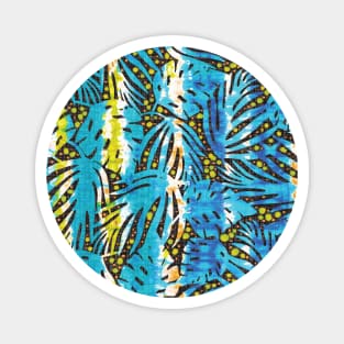 Tie-dyed jungle leaves in teal, blue and green Magnet